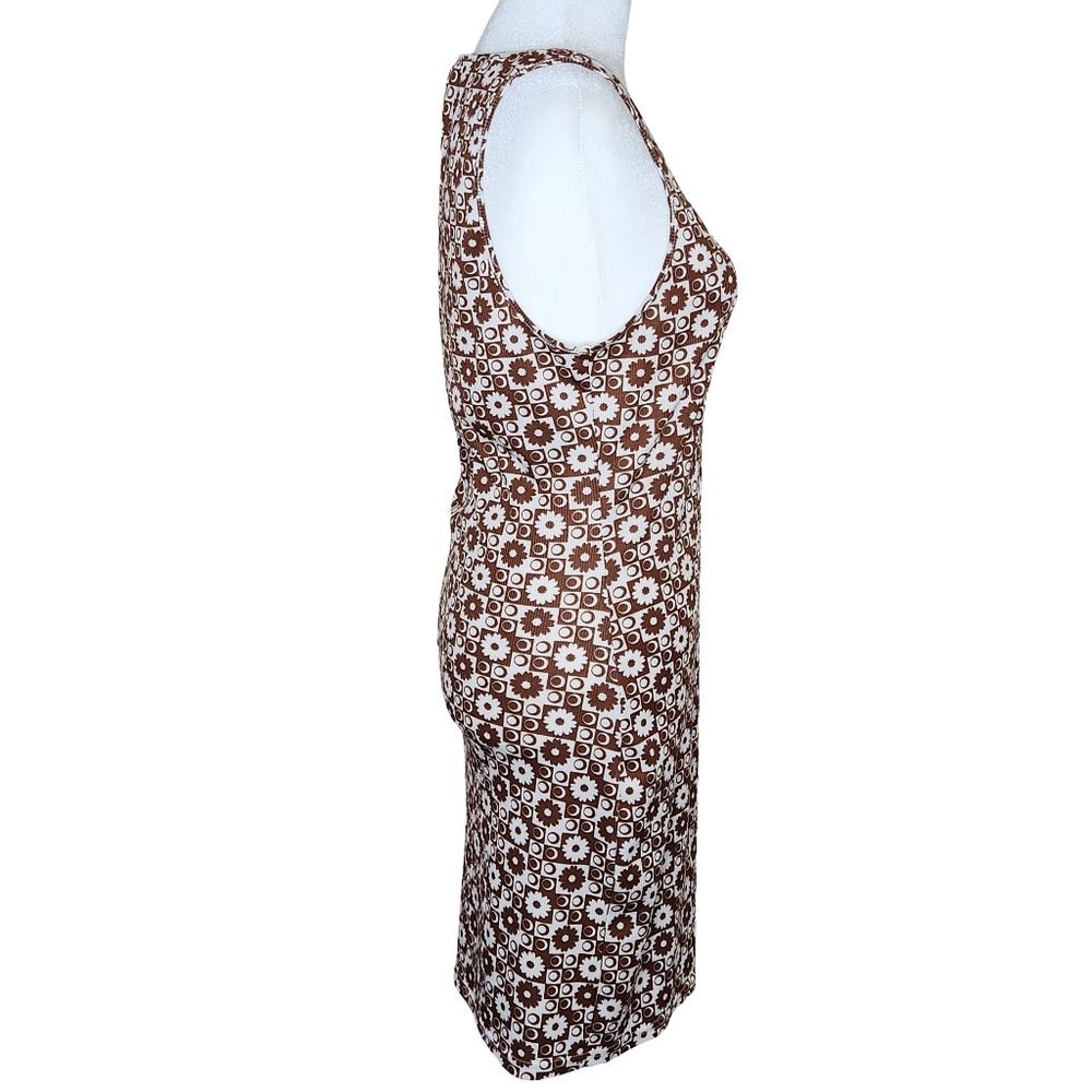 Le Lis Collection Dilly Flower Brown Cream Ribbed Bodycon Mini Tank Dress Medium - Picture 4 of 11